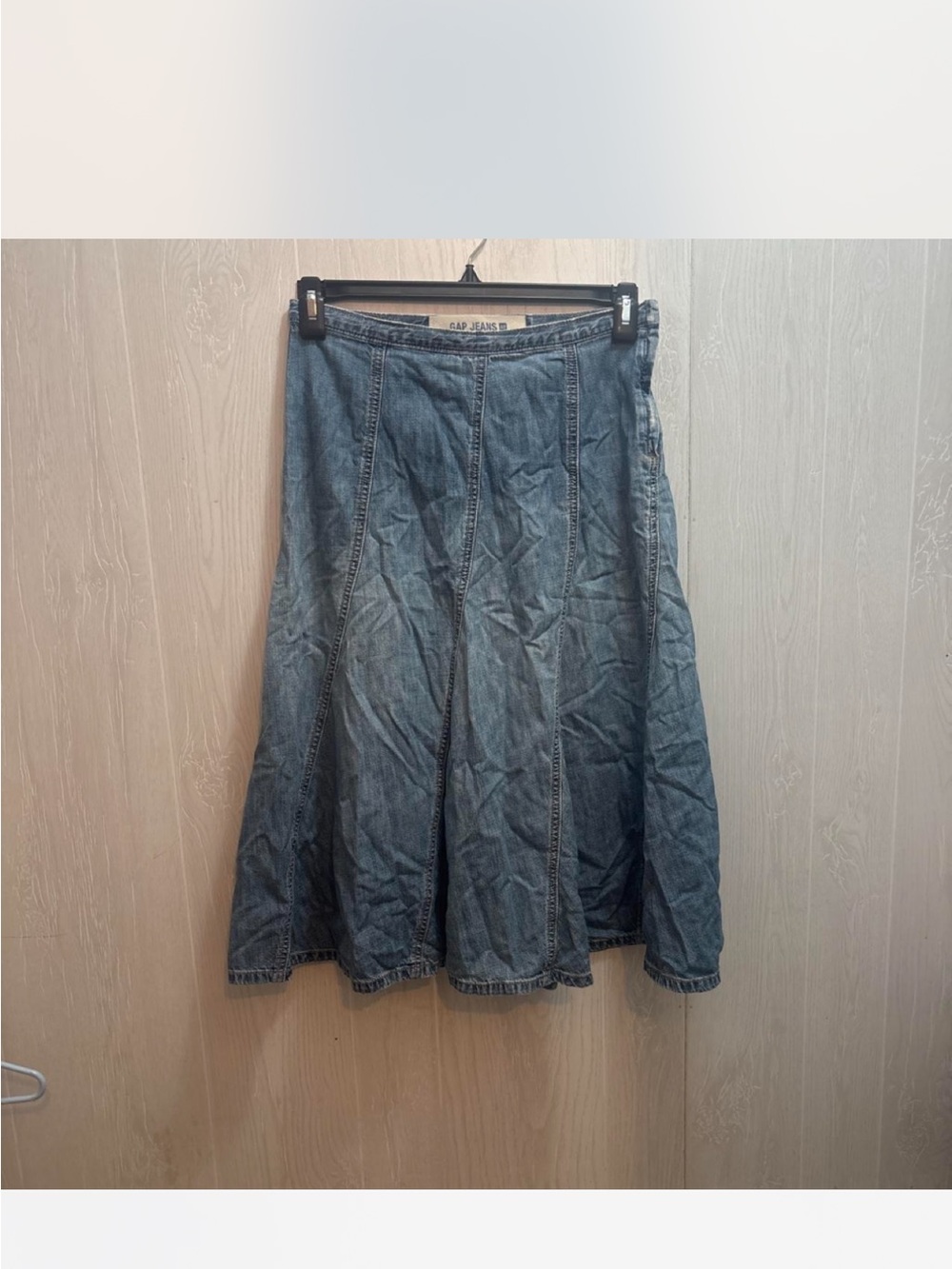 GAP Washed Denim Paneled Midi Skirt - Blue